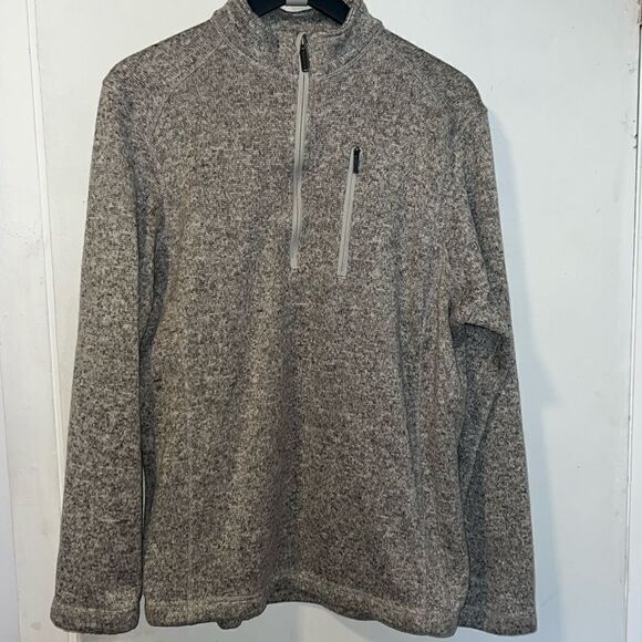 WOOLRICH Heather Gray 1/4 Zip Fleece Pullover Sweater-L - Picture 1 of 9
